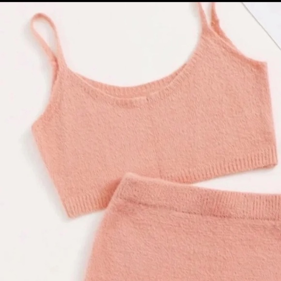 Outfit. 💕 New Solid Pink Soft Knit Sweater Top/Matching Bodycon Skirt Set - Picture 3 of 5